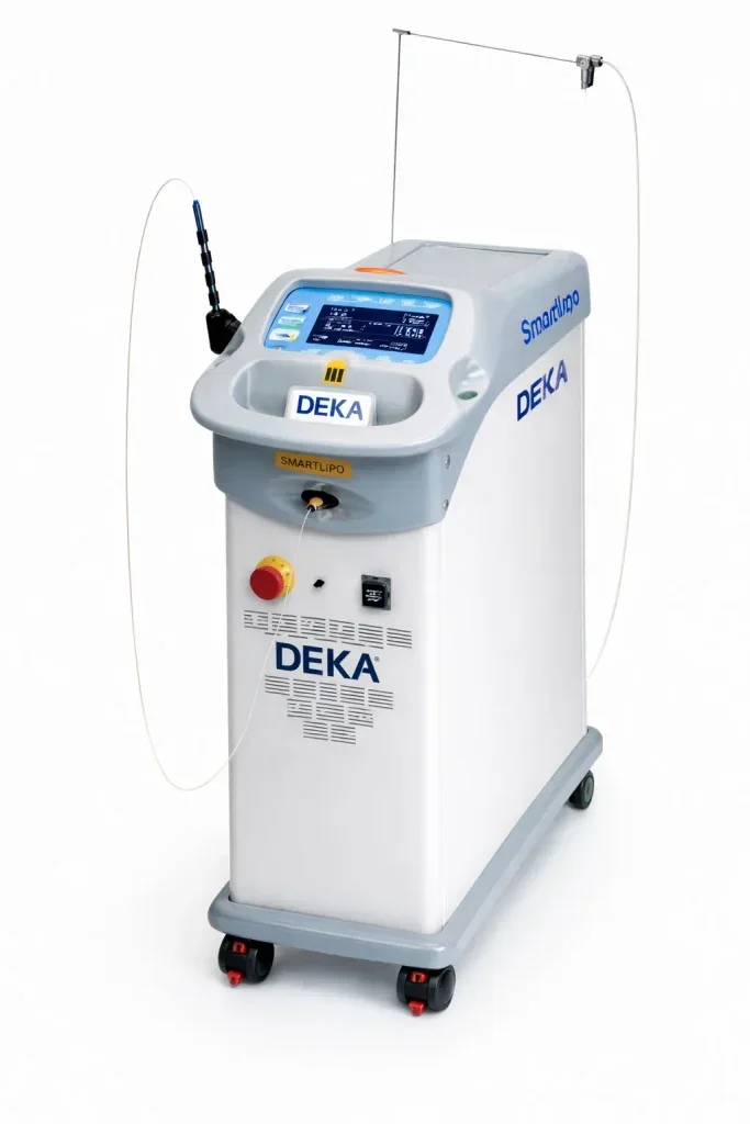 Nuestro equipo DEKA Smartlipo 18, vista completa con fibra óptica